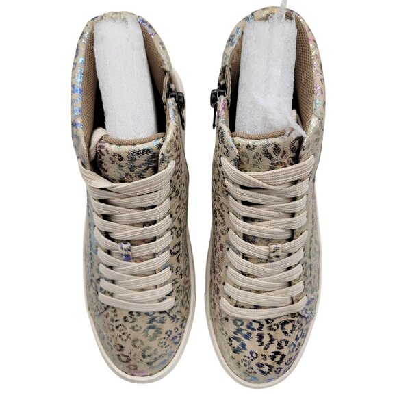 Hey Girl by Corkys Size 8 Leopard Imagine High Top Sneakers Beige Metallic - Picture 1 of 8
